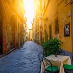 Narrow old cozy street in Lucca, Italy