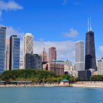 chicago-city-urban-skyline-with-skyscrapers-lake-michigan-with-cloudy-blue-sky